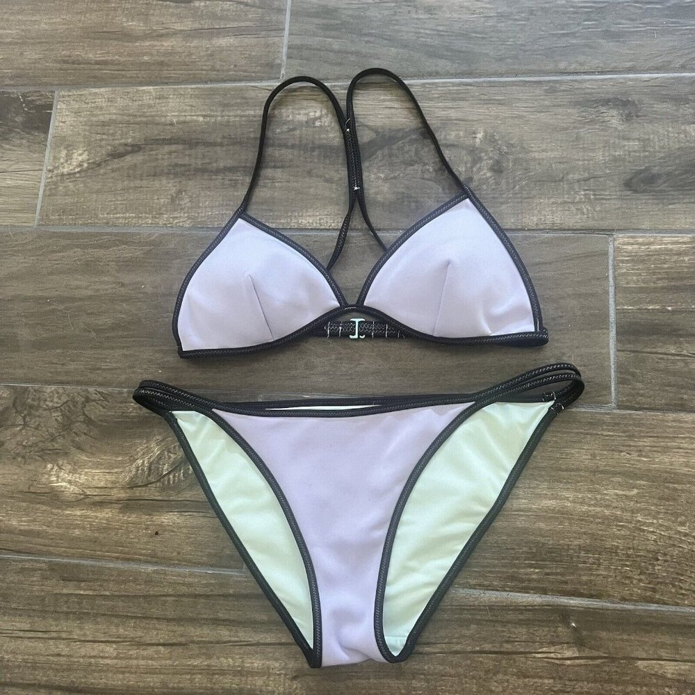 Victoria’s Secret Triangle Bikini Black And Purple Size Medium